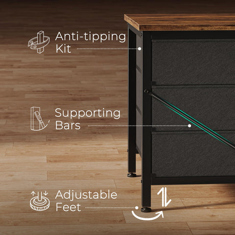 Huuger 9-drawer dresser includes anti-tip kit for enhanced stability.