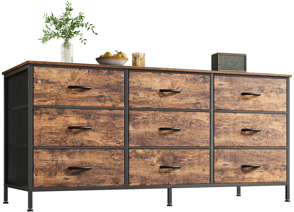 Huuger 9-drawer dresser top desktop with spacious surface for TV setup and decor.