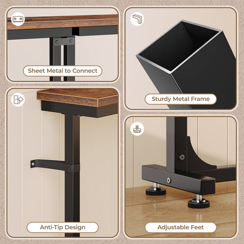 Huuger rustic brown console table blends with many living room styles.