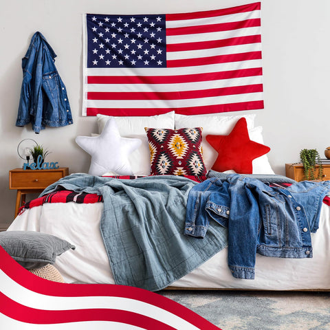 Huwena red white blue star pillow enhances living room ambiance.
