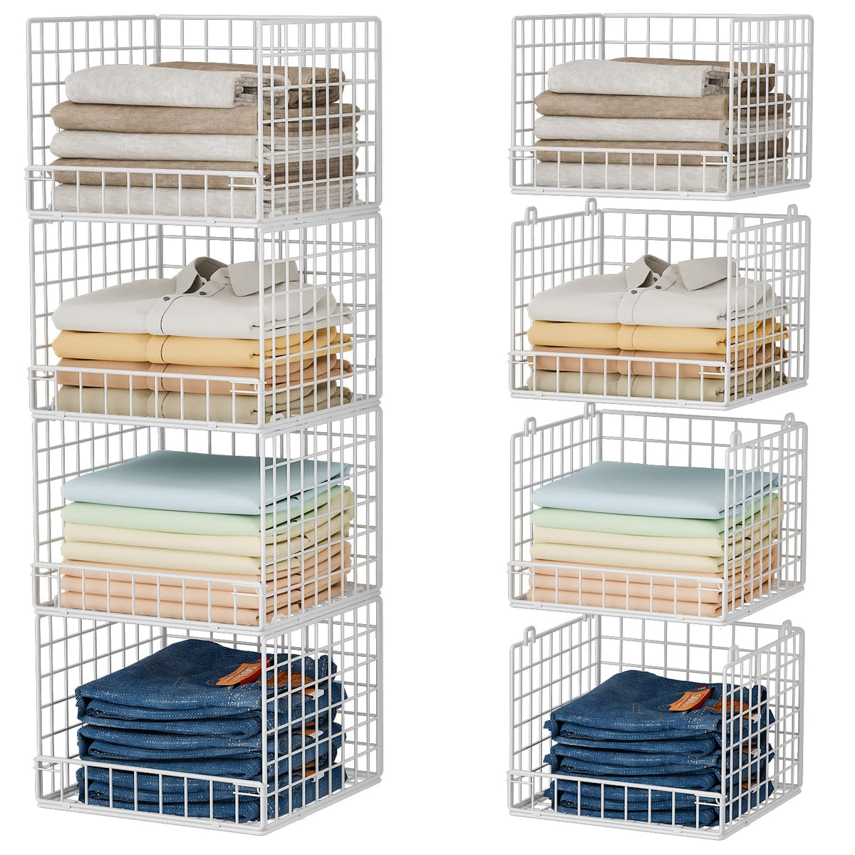 Huxitocan 4-Tier stackable closet organizer assembly for quick setup and organized closet space.