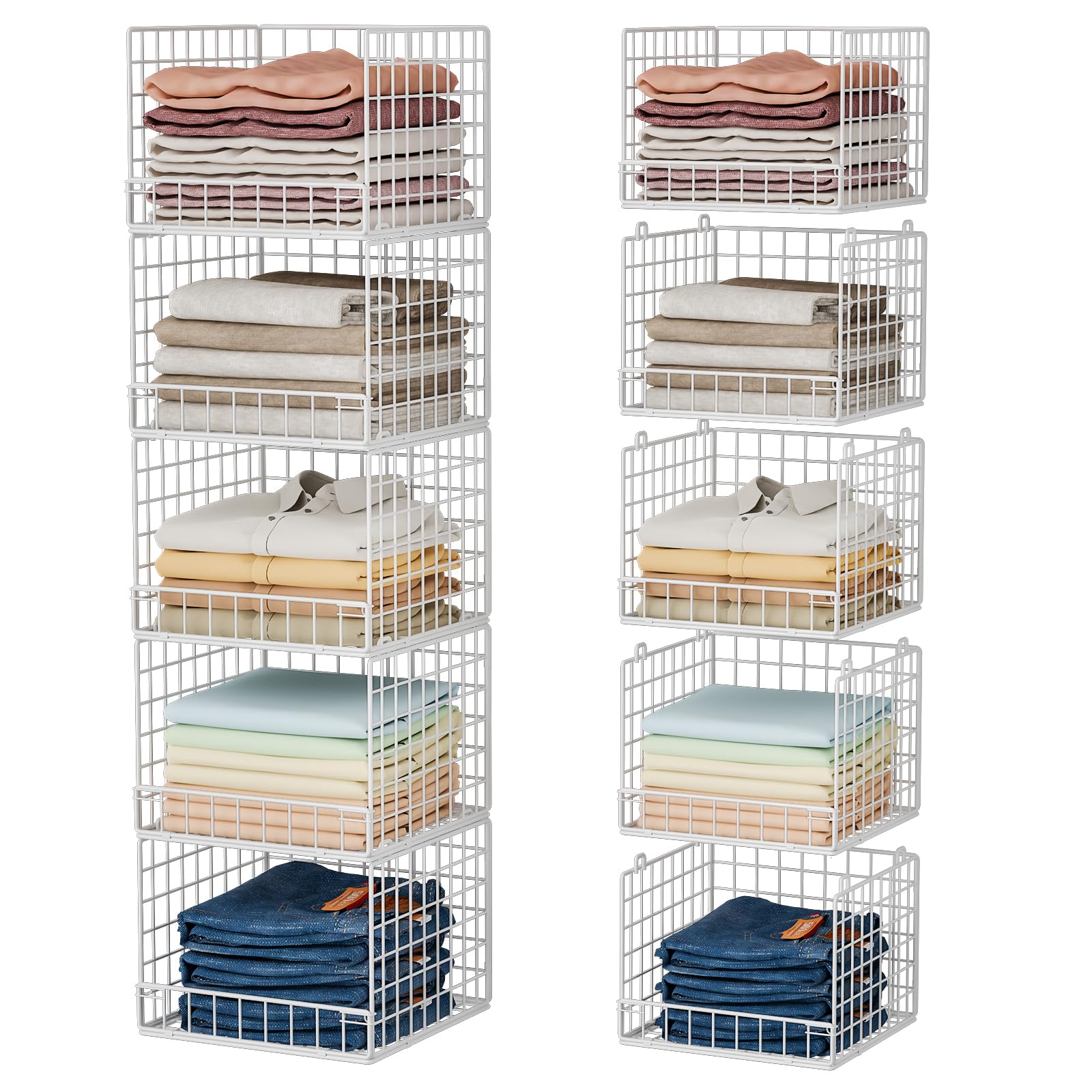 Huxitocan 5-tier stackable closet organizers display compact storage for small wardrobes.