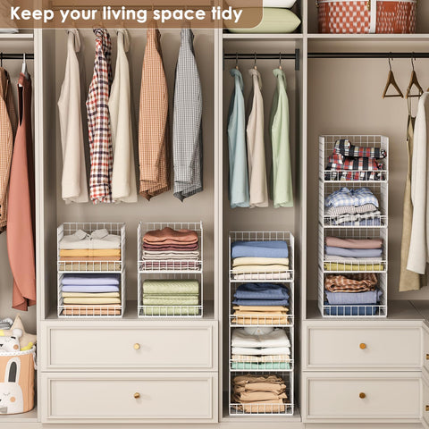 Huxitocan shelves hold pants, t-shirts, skirts neatly.