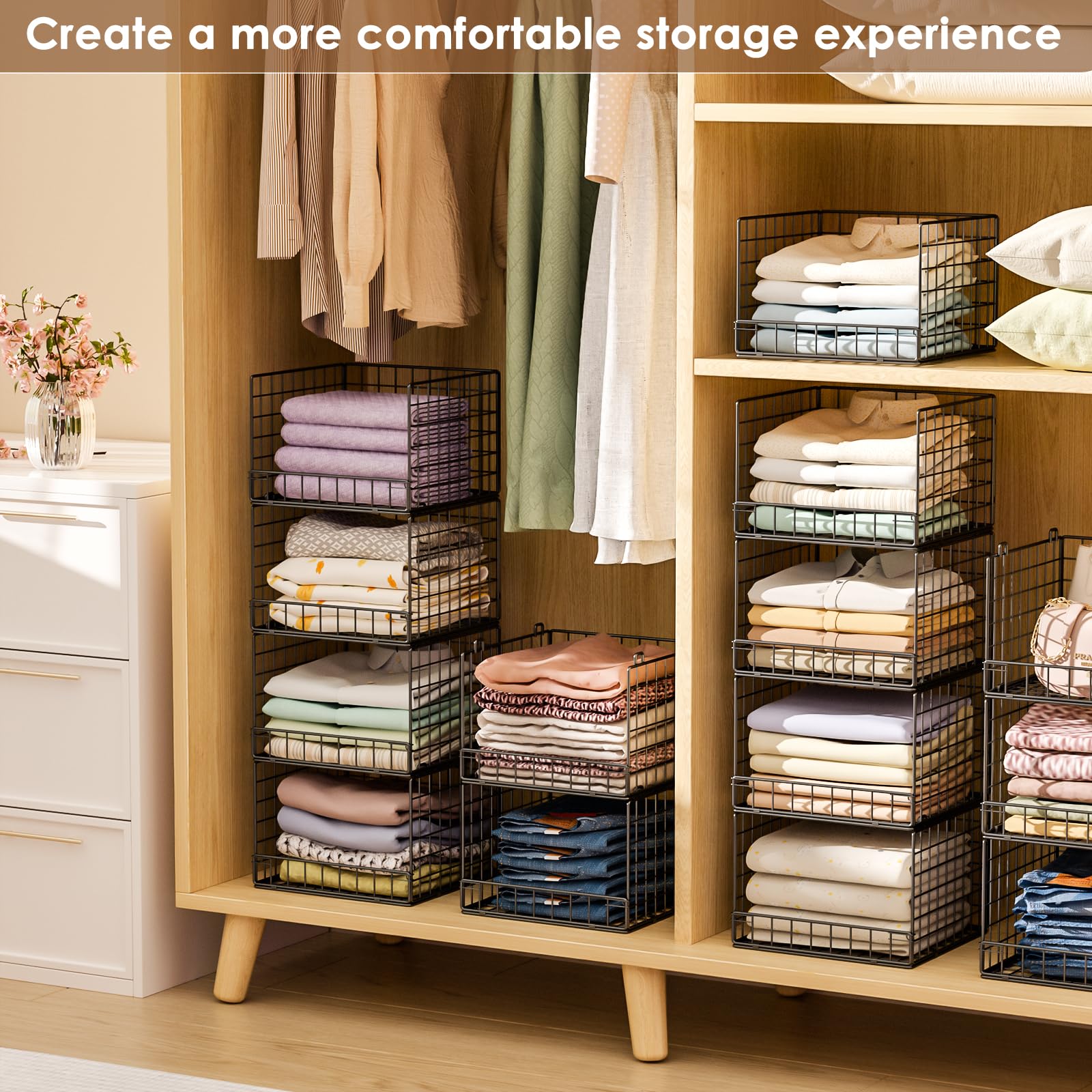 Huxitocan easy-assembly closet organizers simplify setup without tools.