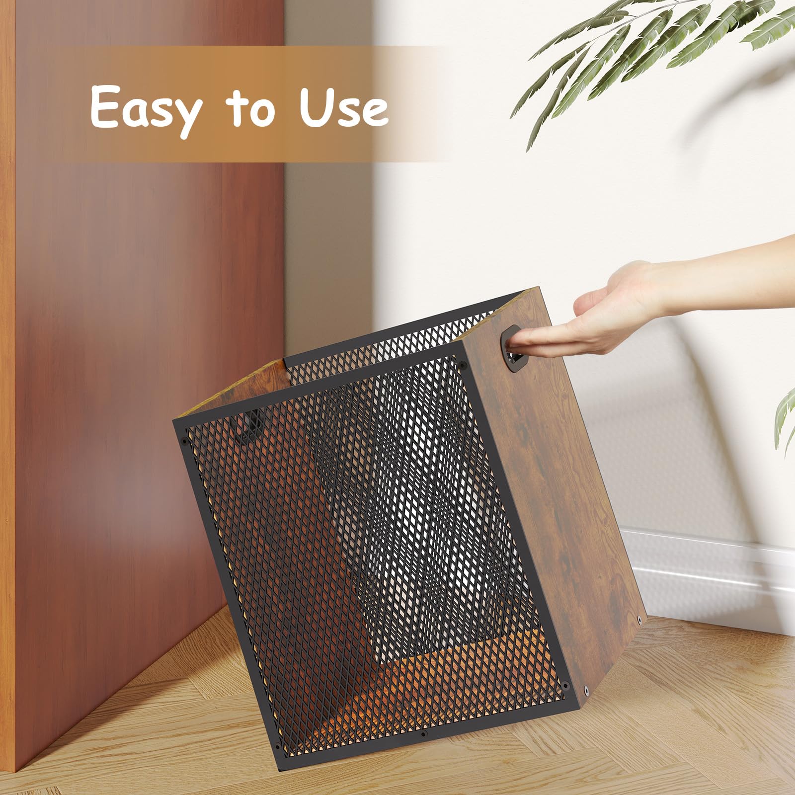 Huxitocan rectangular trash can with handle for easy movement.