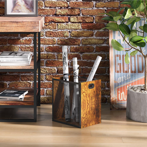 Huxitocan Retro Trash Can rectangular design saves space on desks and in corners.