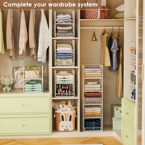 Huxitocan small-size closet basket keeps items visible in compact spaces.