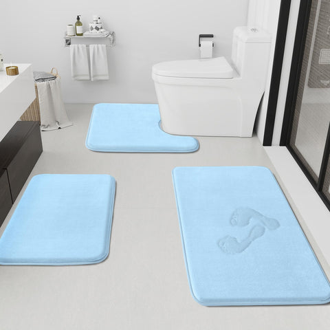 HUXMEYSON 3-piece bathroom rug set for coordinated bath areas.