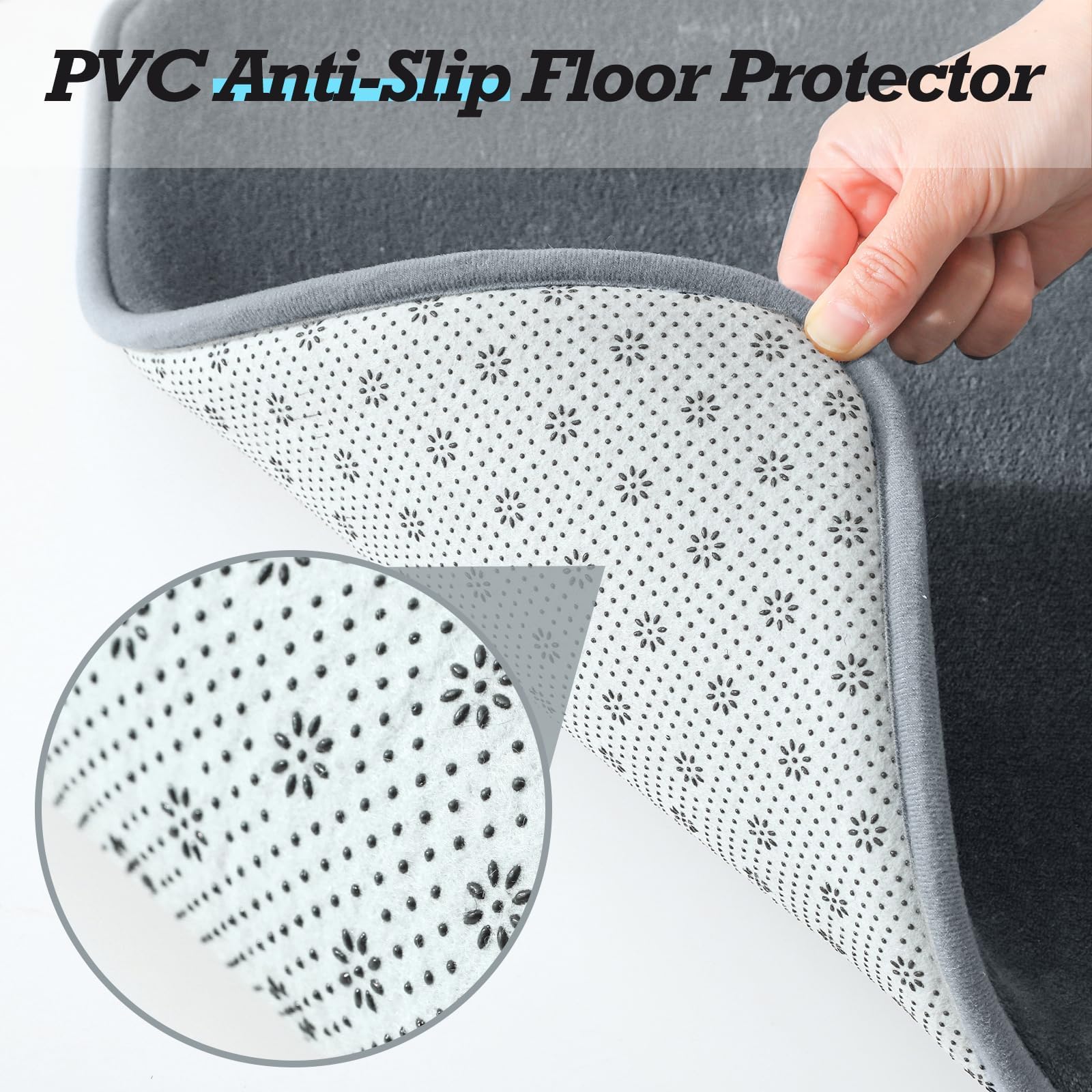 HUXMEYSON U-shape contoured rug 20x24 demonstrates precise fit around toilet.