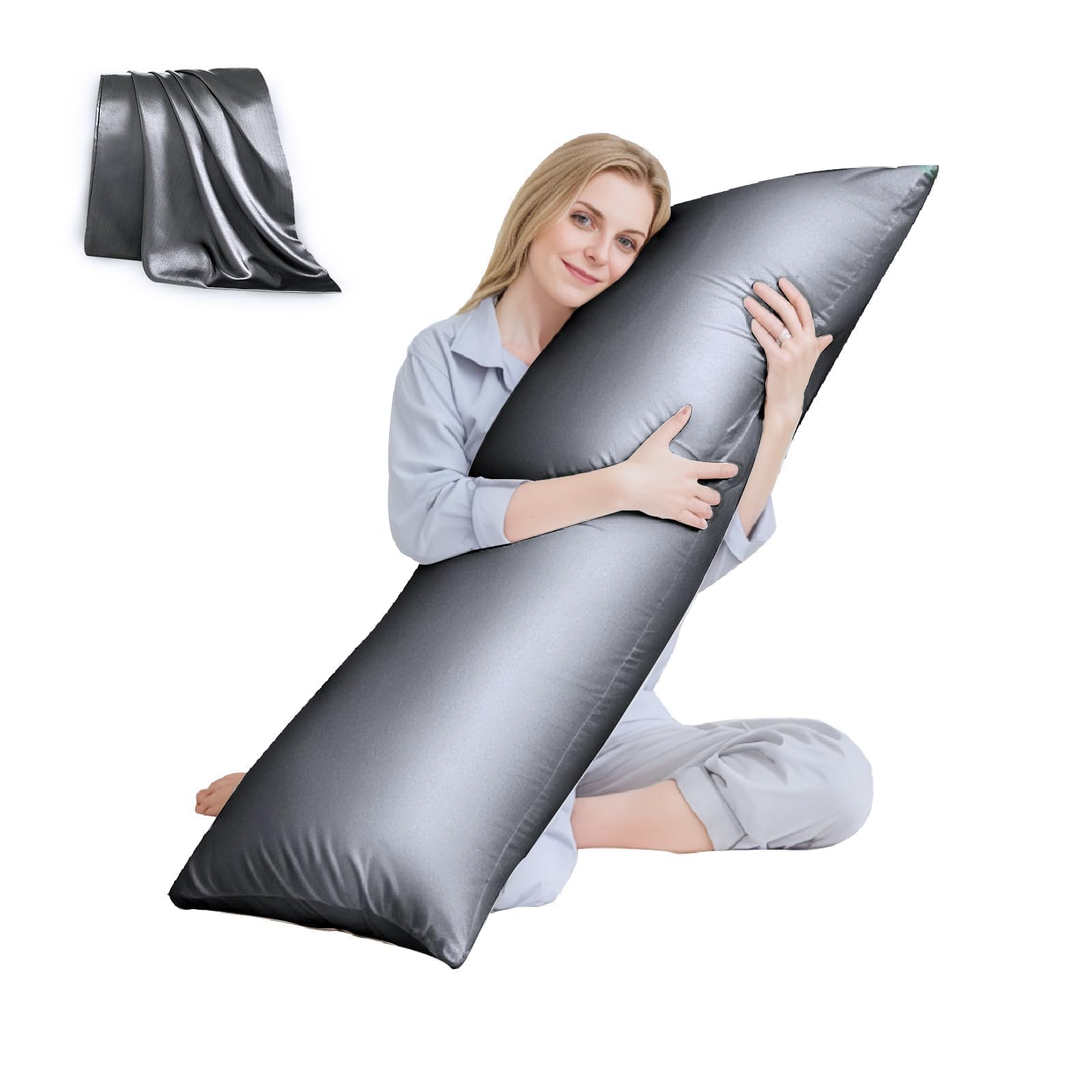 HUXMEYSON body pillow in grey offers full-body support for restful sleep