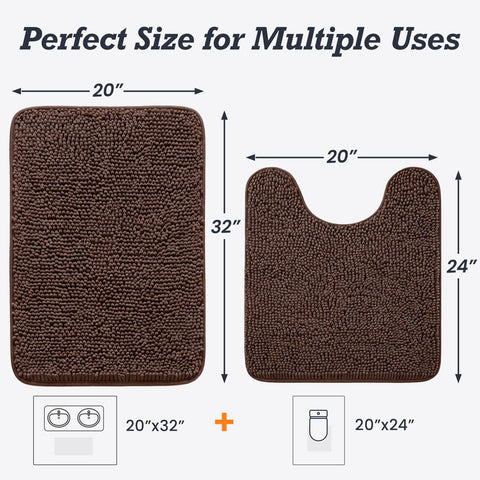 HUXMEYSON navy U-shaped contour rug fits toilets and prevents slips.