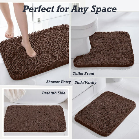 Navy bath mats complement bathroom decor with spa-like comfort.