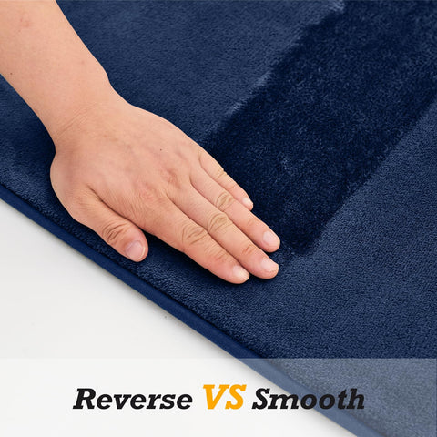 HUXMEYSON navy velvet finish adds elegant spa-like feel