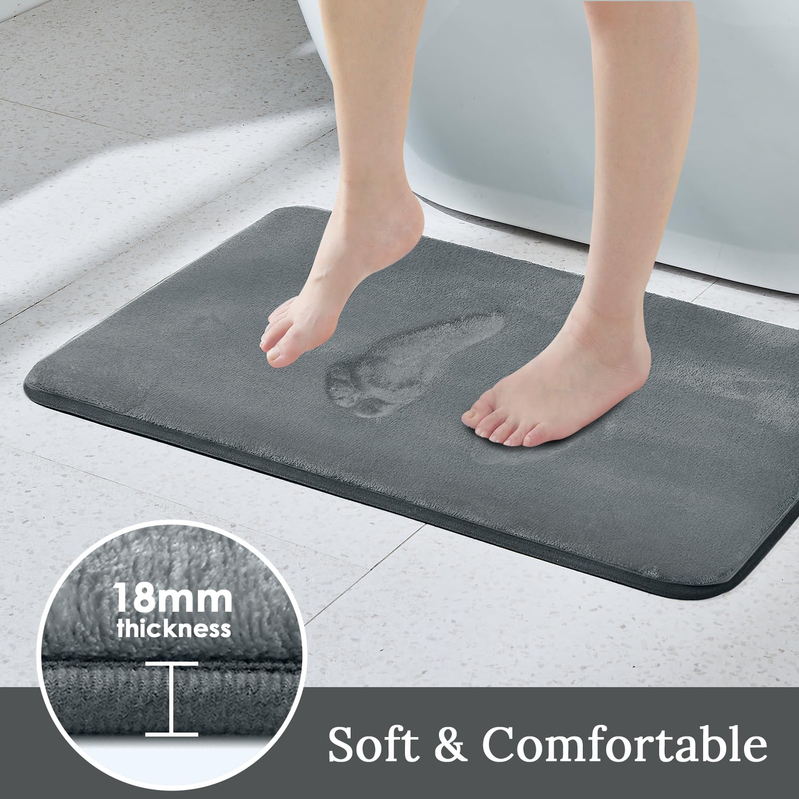 HUXMEYSON non-slip PVC backing ensures secure footing on slick bathroom floors.