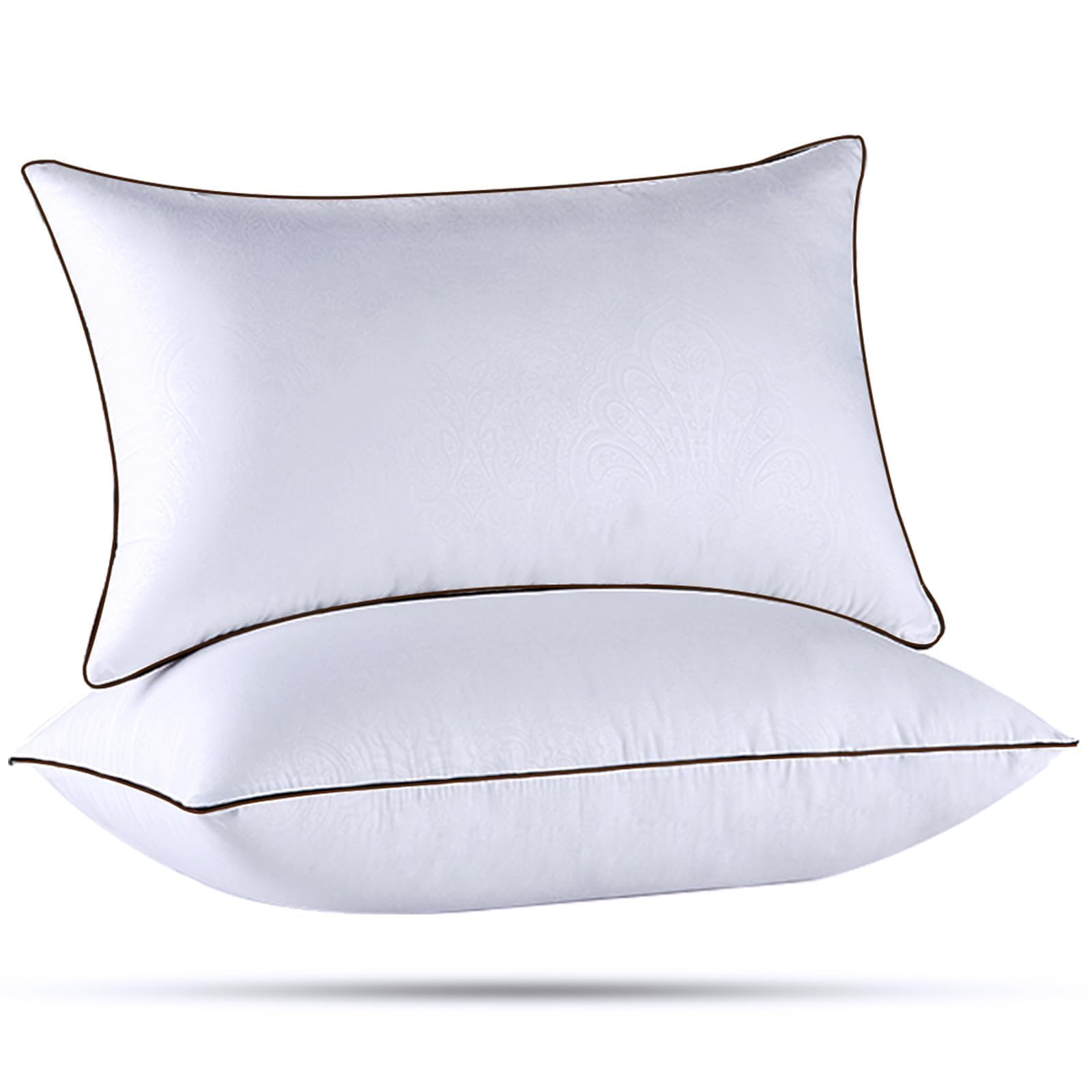 HUXMEYSON standard 2-pack pillows provide balanced neck support for restful sleep.