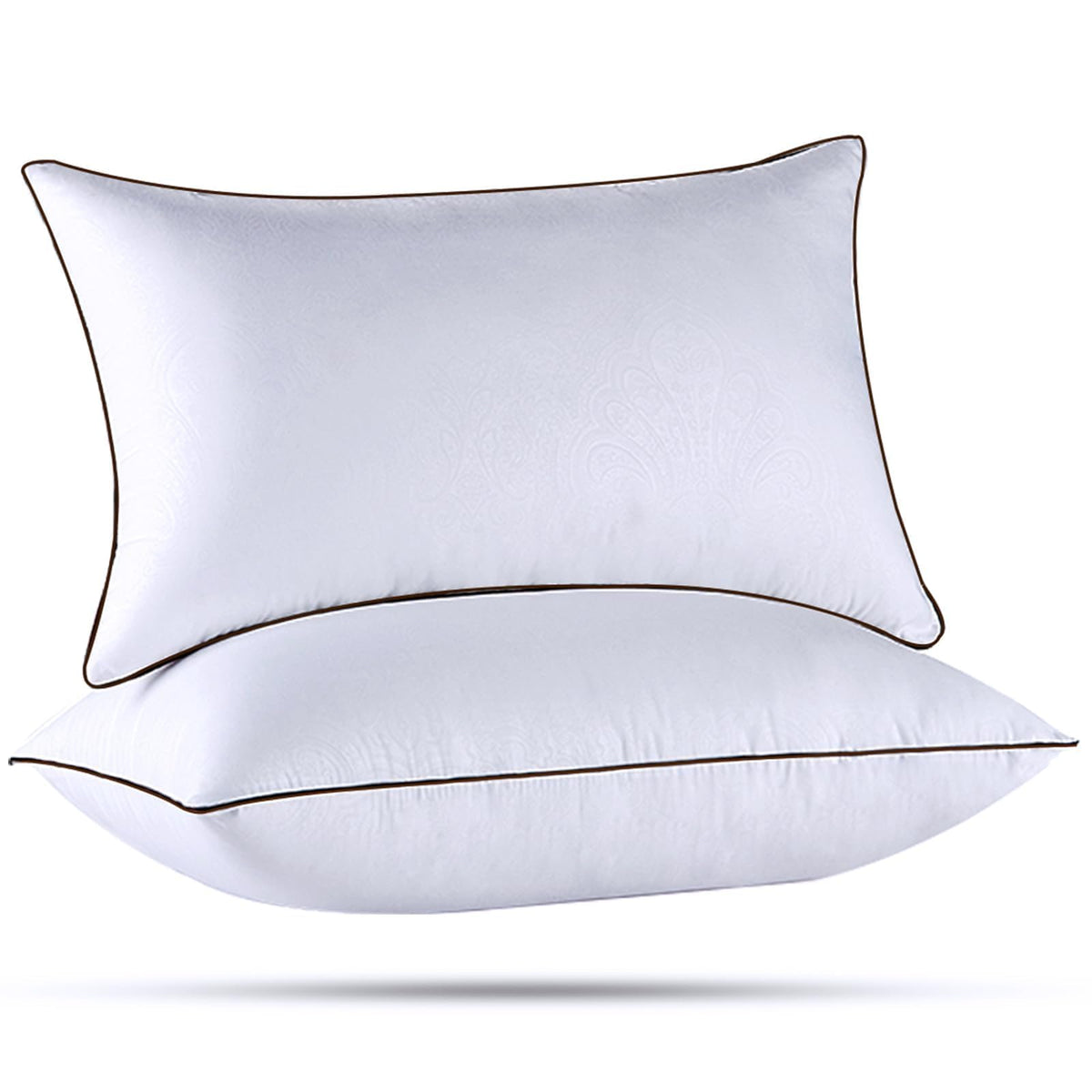 HUXMEYSON standard 2-pack pillows provide balanced neck support for restful sleep.