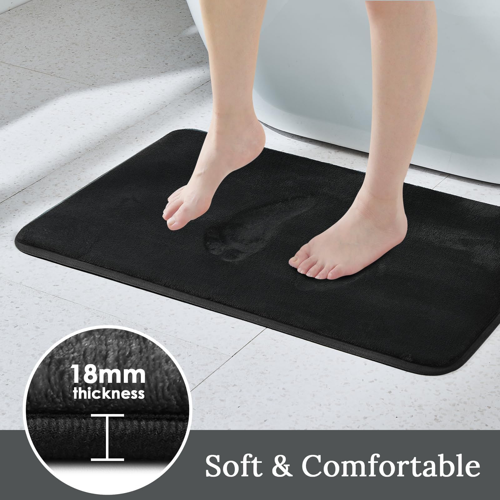 HUXMEYSON U-shaped contoured rug 20x24 keeps feet steady beside the sink.