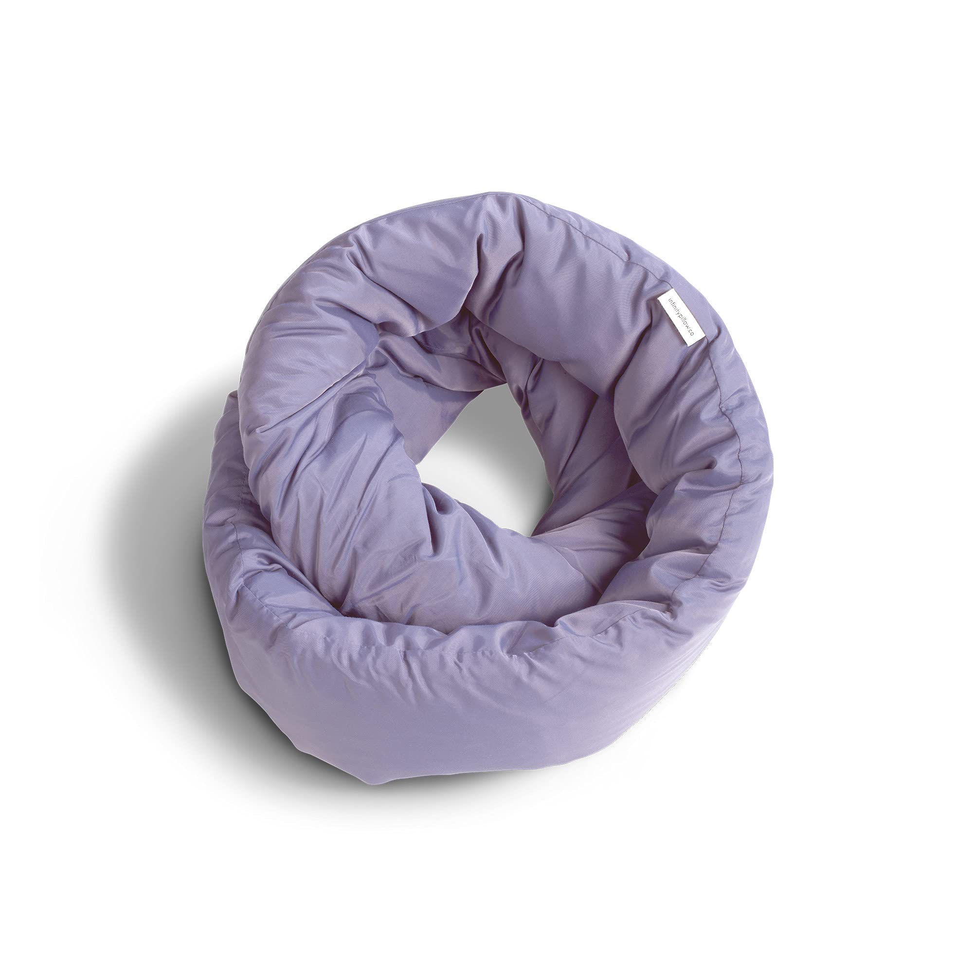 Huzi Infinity Pillow compact fold demonstrates portable neck support on the go.