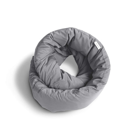 Huzi Infinity Pillow gray offers travel neck support for comfortable journeys.