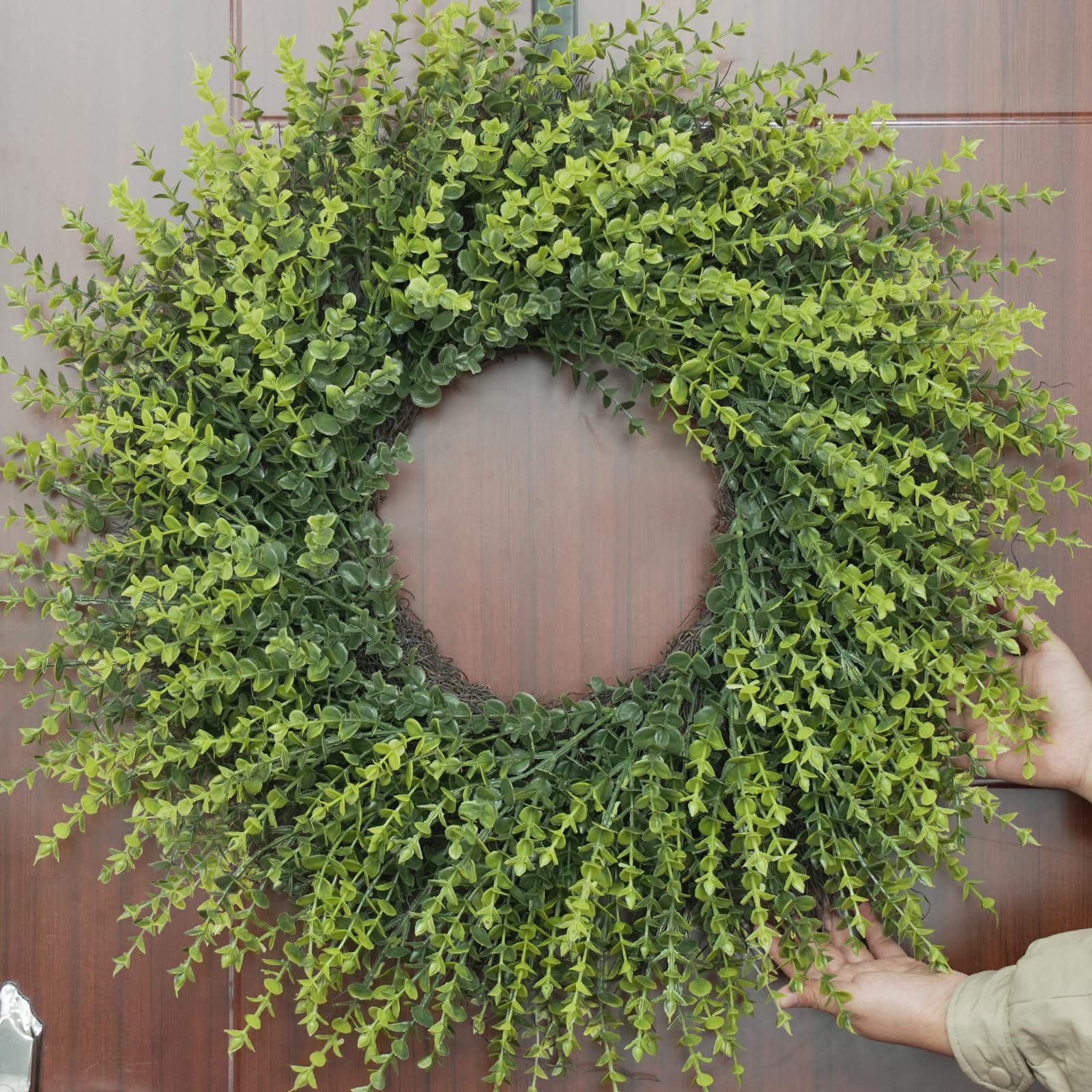 HUZIYAHAN 28in boxwood wreath for front door adds year-round greenery to your entry
