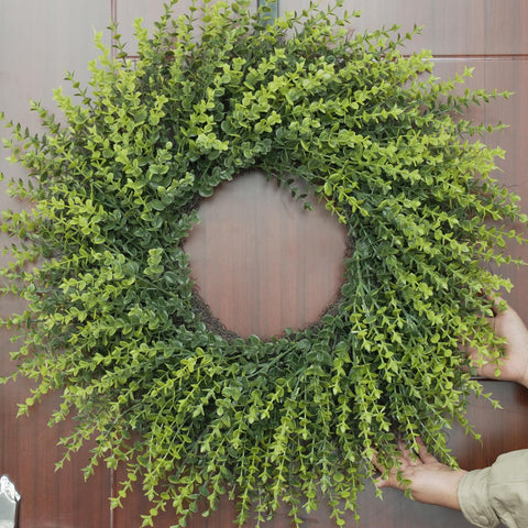 HUZIYAHAN 28in boxwood wreath for front door adds year-round greenery to your entry