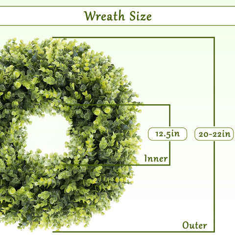 HUZIYAHAN boxwoods wreath grapevine base provides rustic farmhouse charm.