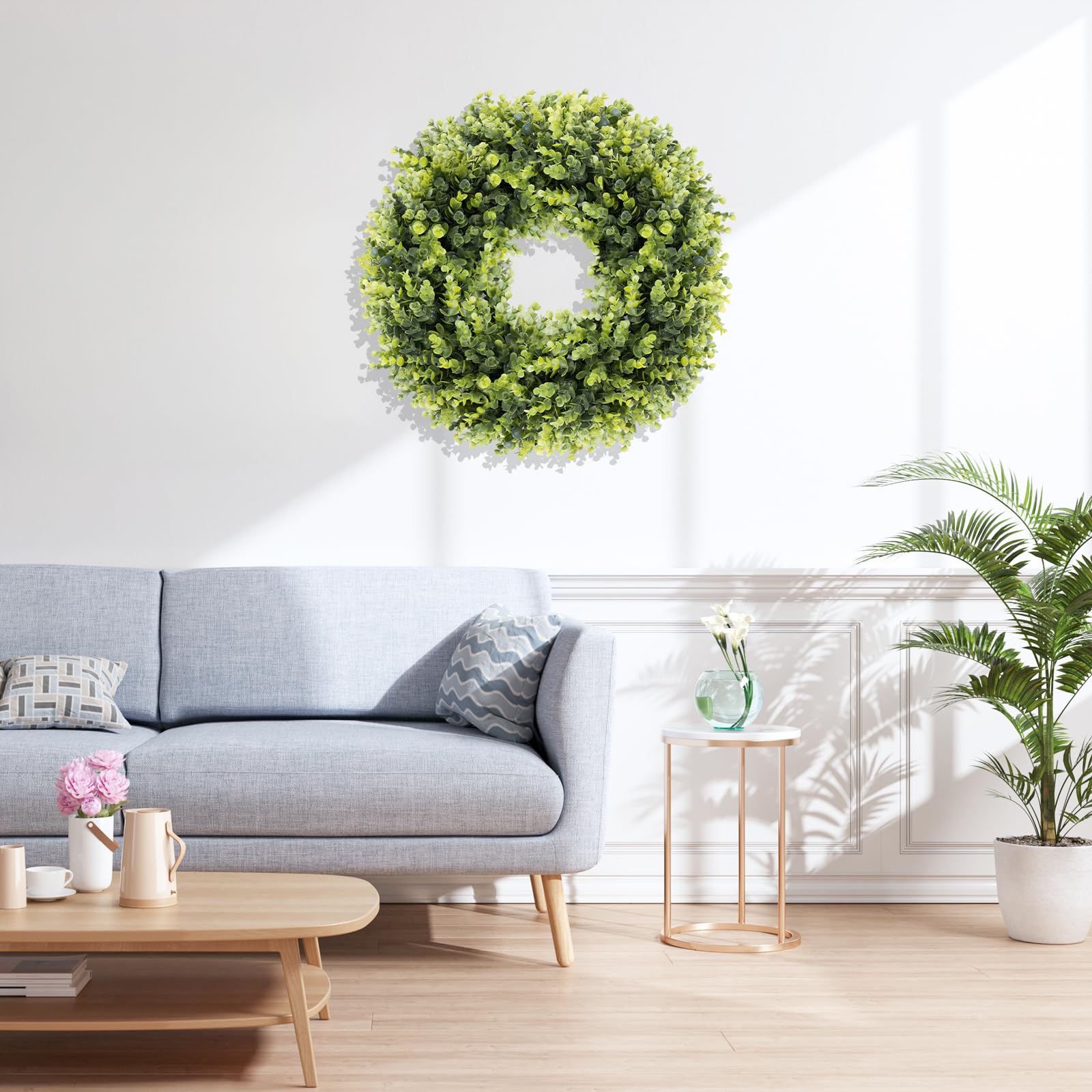 HUZIYAHAN boxwoods wreath indoor outdoor use suits porches and walls, all-season greenery.