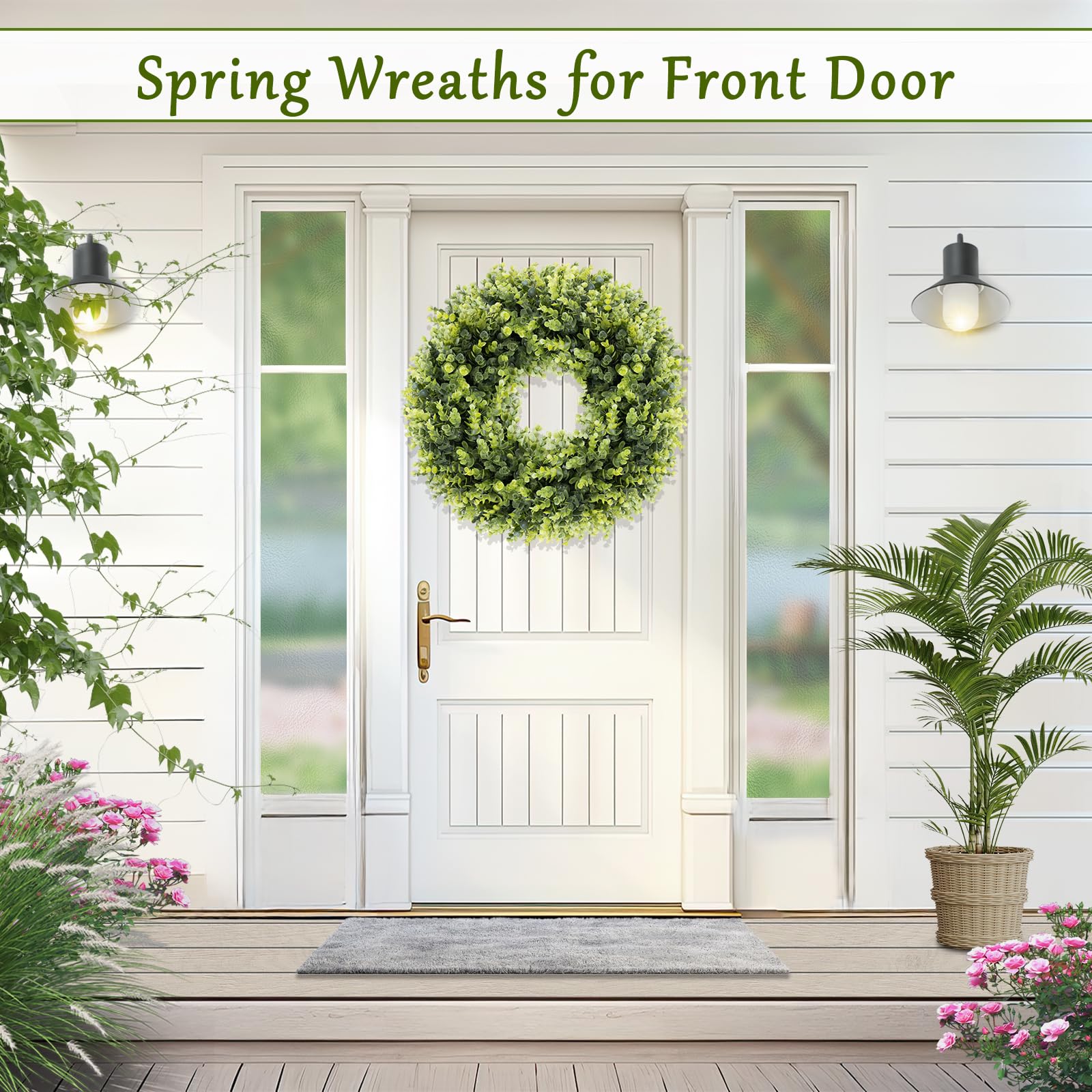 HUZIYAHAN boxwoods wreath living room decor brings fresh greenery year-round.