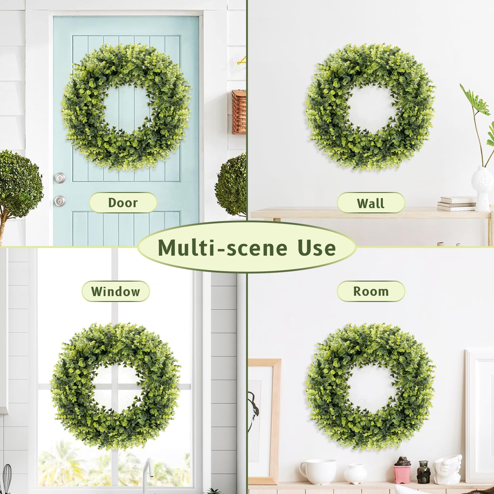 HUZIYAHAN boxwoods wreath year-round green decor suitable for any season.