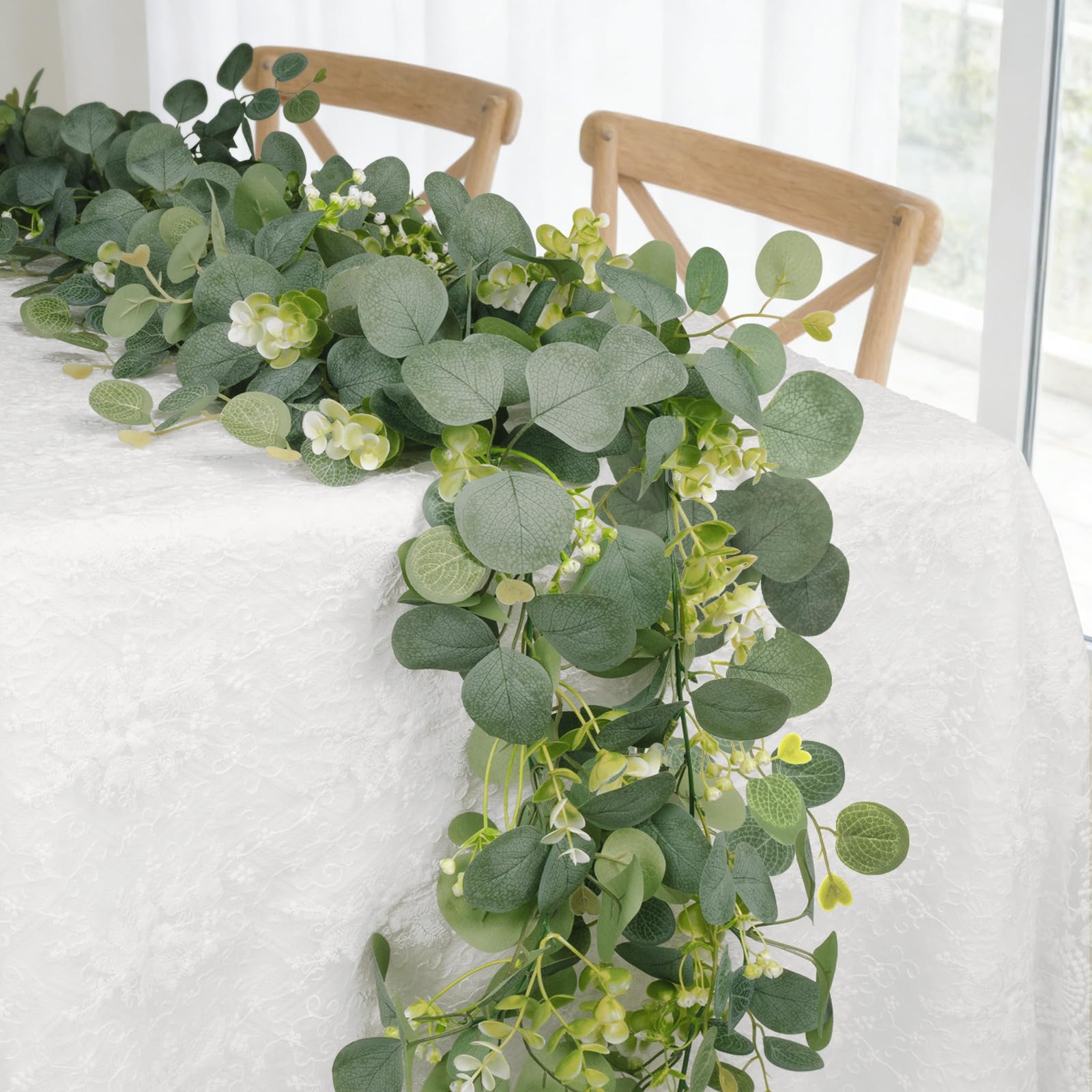 HUZIYAHAN eucalyptus garland close-up leaves for lush indoor decor