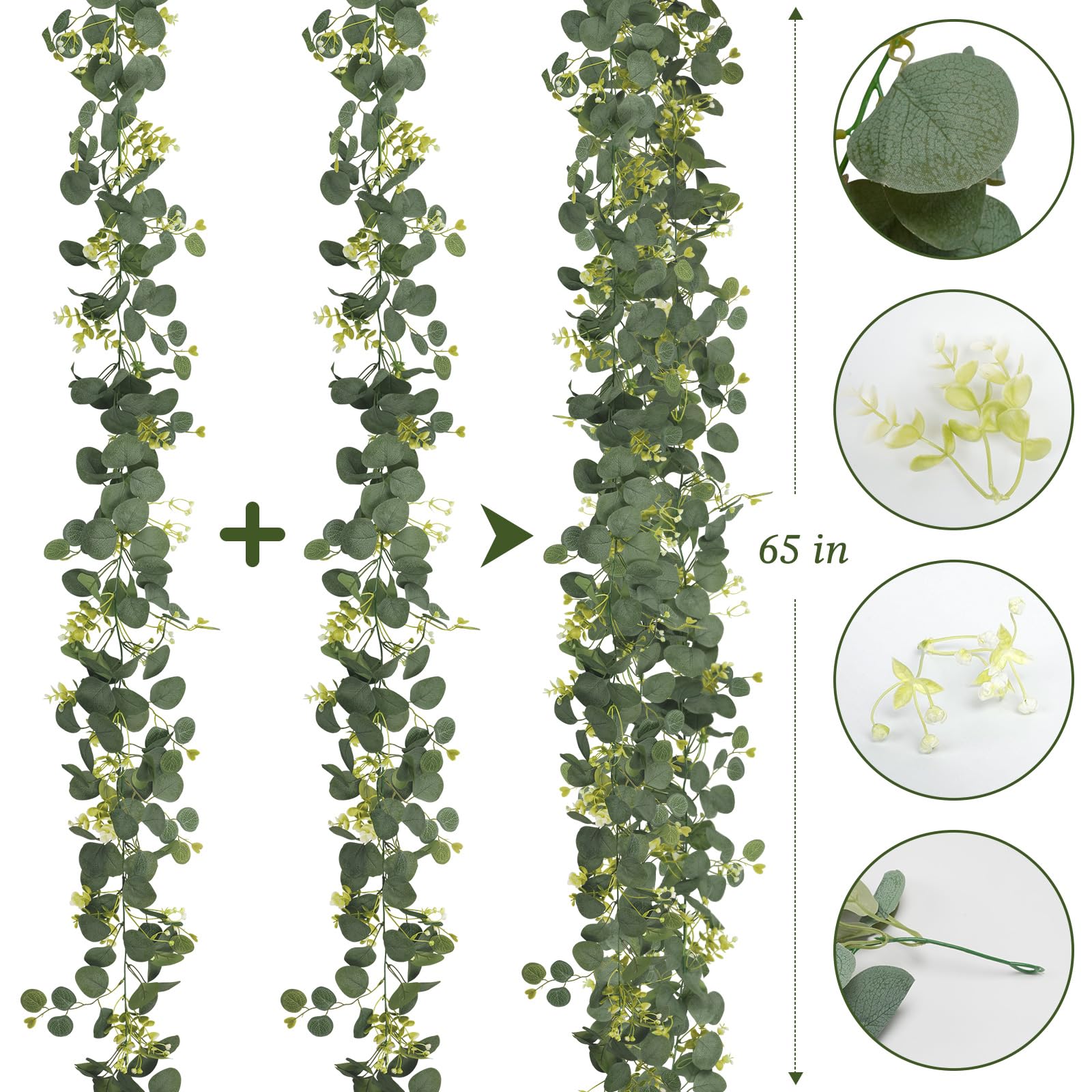 HUZIYAHAN eucalyptus garland on table as centerpiece with candles