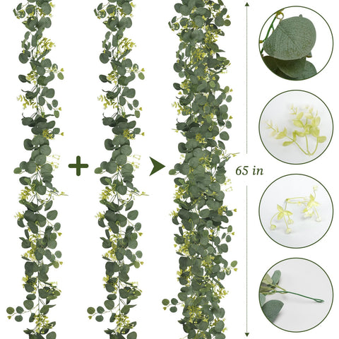 HUZIYAHAN eucalyptus garland on table as centerpiece with candles