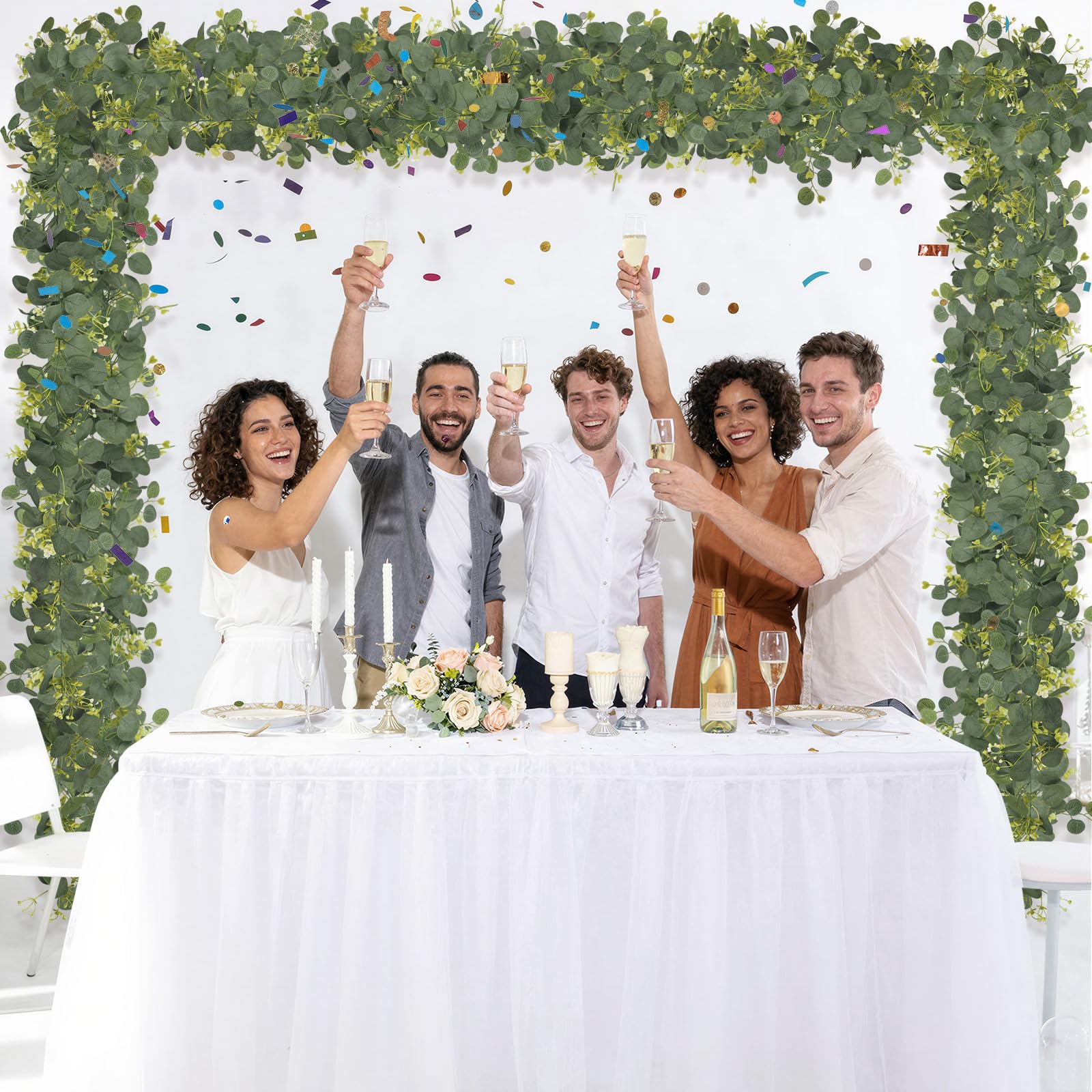 HUZIYAHAN eucalyptus garland wedding arch decor for romantic backdrop