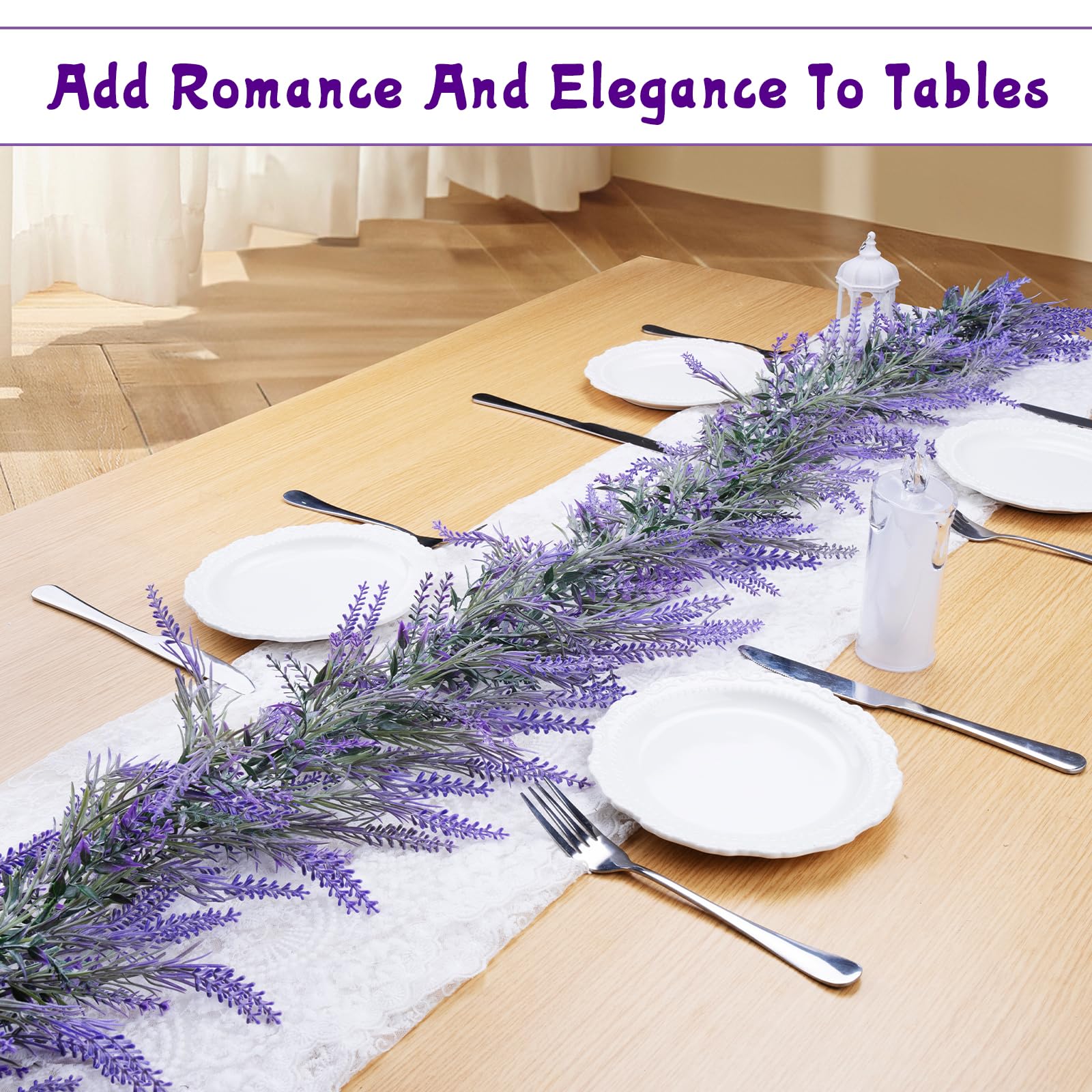 HUZIYAHAN 2-pack lavender garland 6ft reusable decor maintains fresh-looking charm.