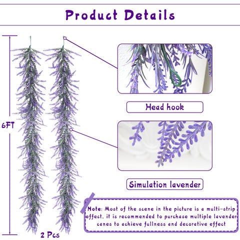 HUZIYAHAN lavender garland with built-in loops for easy hanging on stairs and mantels.