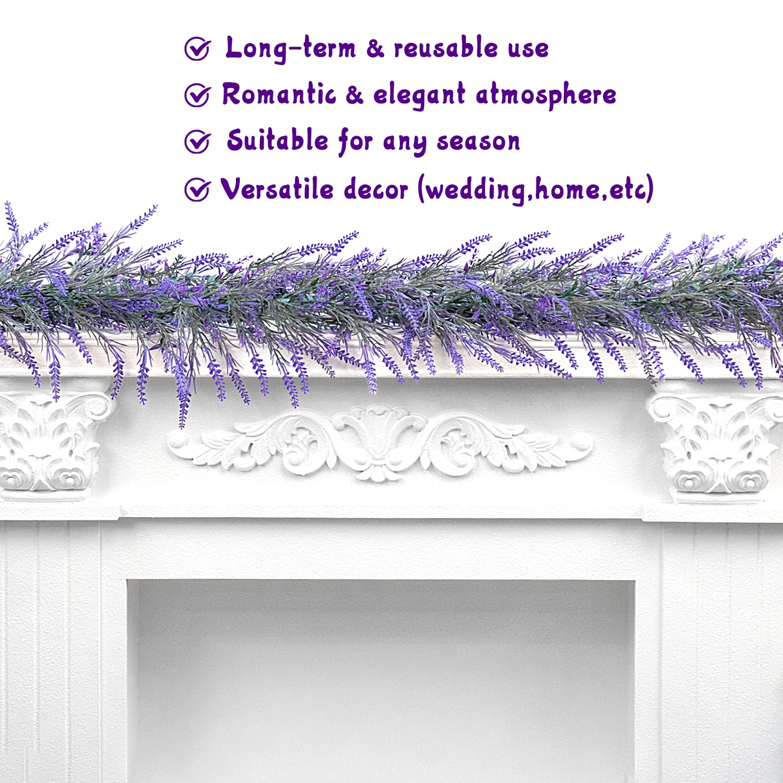HUZIYAHAN lavender garland 6ft warm romance for farmhouse and year-round decor.