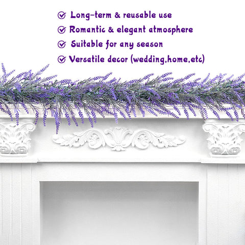 HUZIYAHAN lavender garland 6ft warm romance for farmhouse and year-round decor.