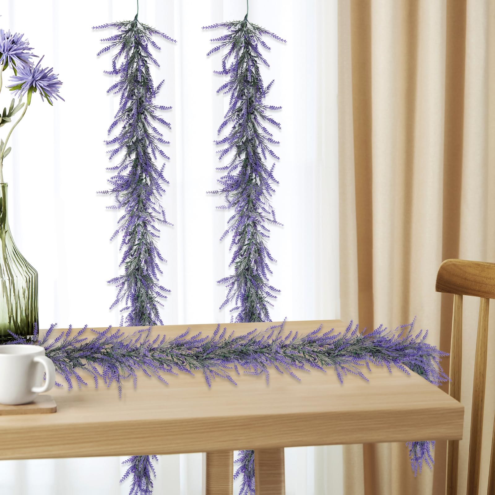 HUZIYAHAN lavender garland 6ft bulk option enhances weddings or party decor.