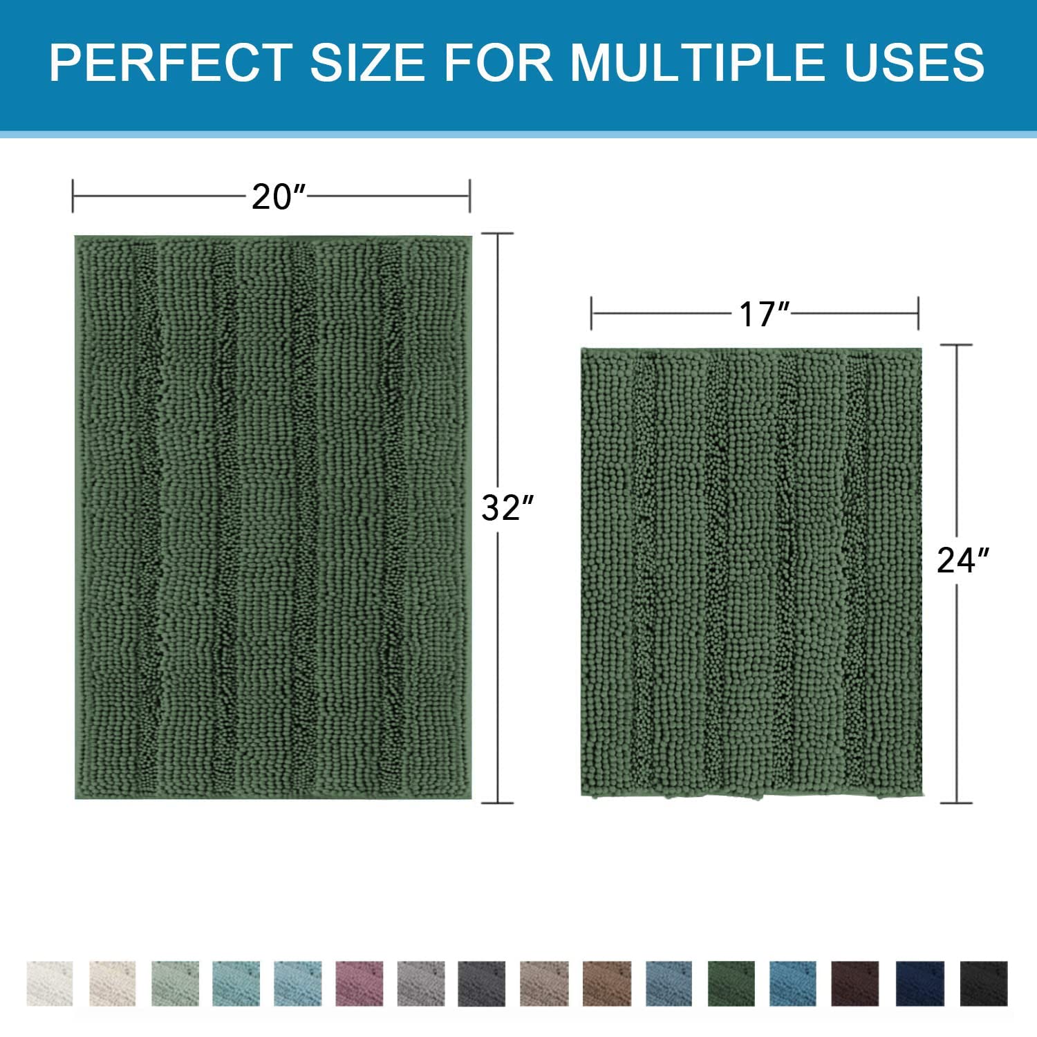 H.VERSAILTEX absorbent chenille bath mat soaks up moisture to keep floors dry.