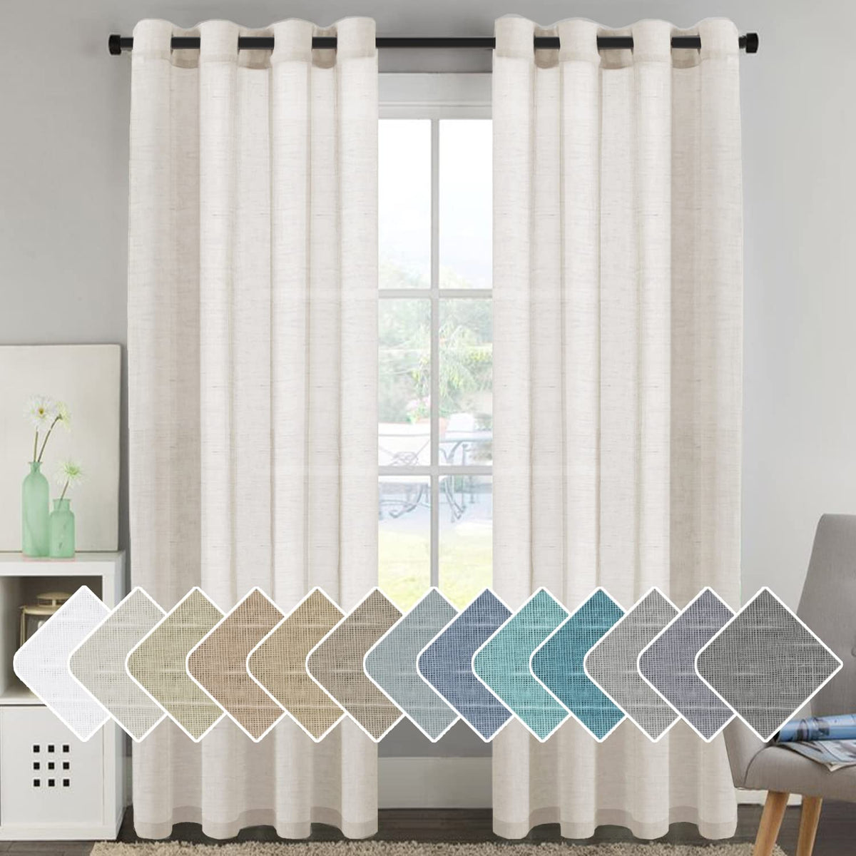 H.VERSAILTEX 96 inch linen panel diffuses light and adds privacy