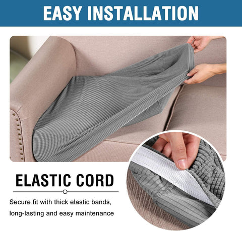 H.VERSAILTEX dove cushion cover protects sofa from spills and stains.