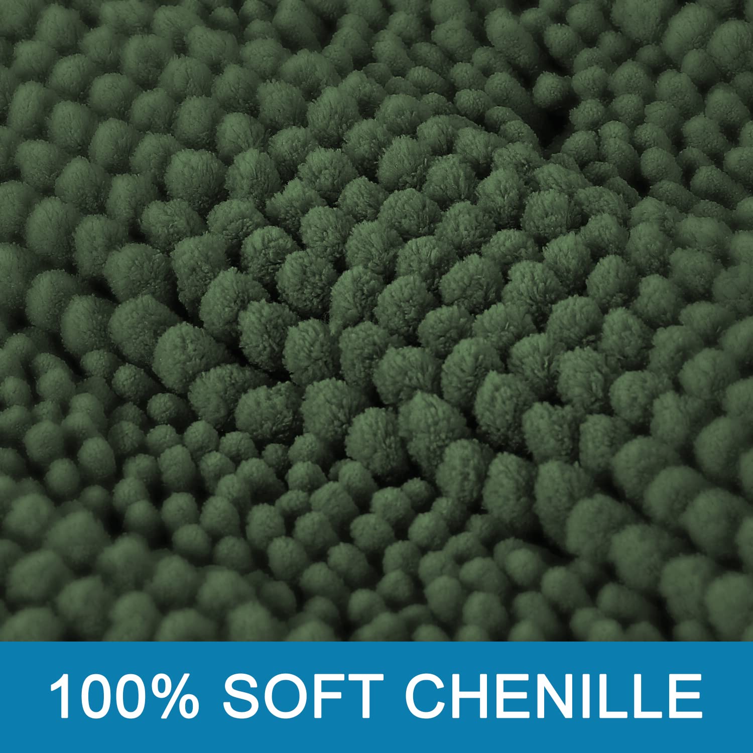 H.VERSAILTEX extra thick chenille bath rug bronze-green 24x17 adds style and softness.