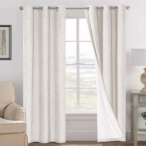 H.VERSAILTEX Ivory Curtains two panels hung on a rod to enhance privacy and darkness