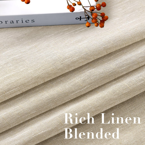 H.VERSAILTEX linen curtains with nickel grommets for smooth operation.