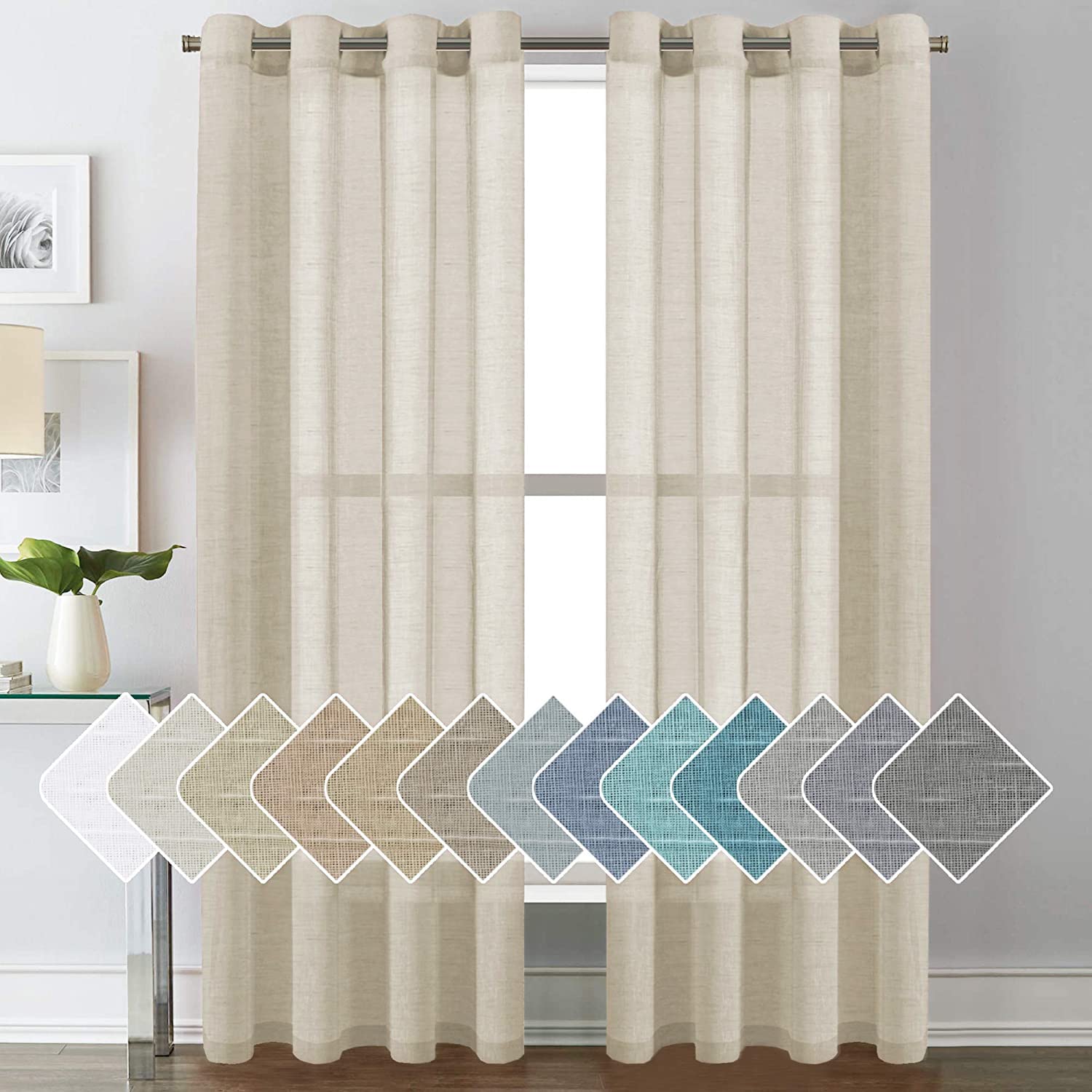 H.VERSAILTEX linen curtains front view diffusing soft daylight.