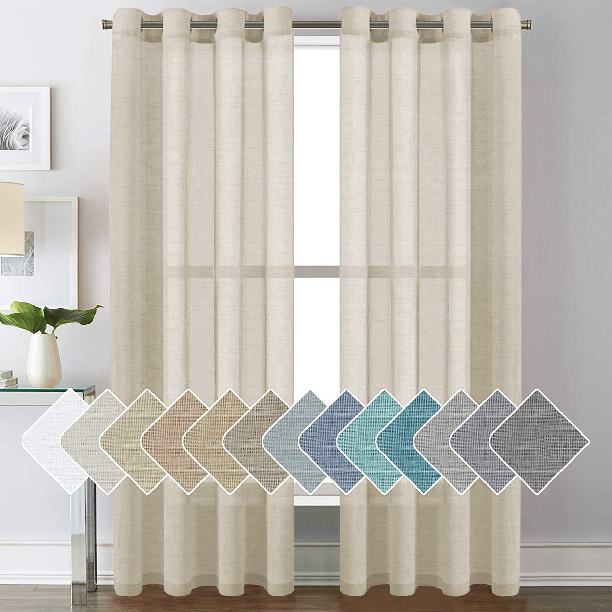 H.VERSAILTEX linen curtains front view diffusing soft daylight.
