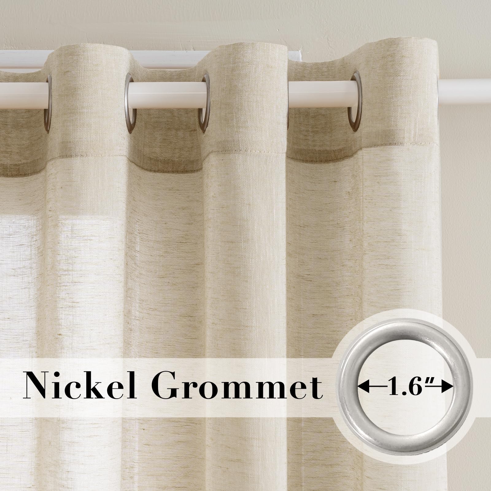 H.VERSAILTEX linen curtains side profile showing draped texture.