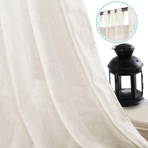 H.VERSAILTEX linen tab top curtains provide privacy with airy weave.