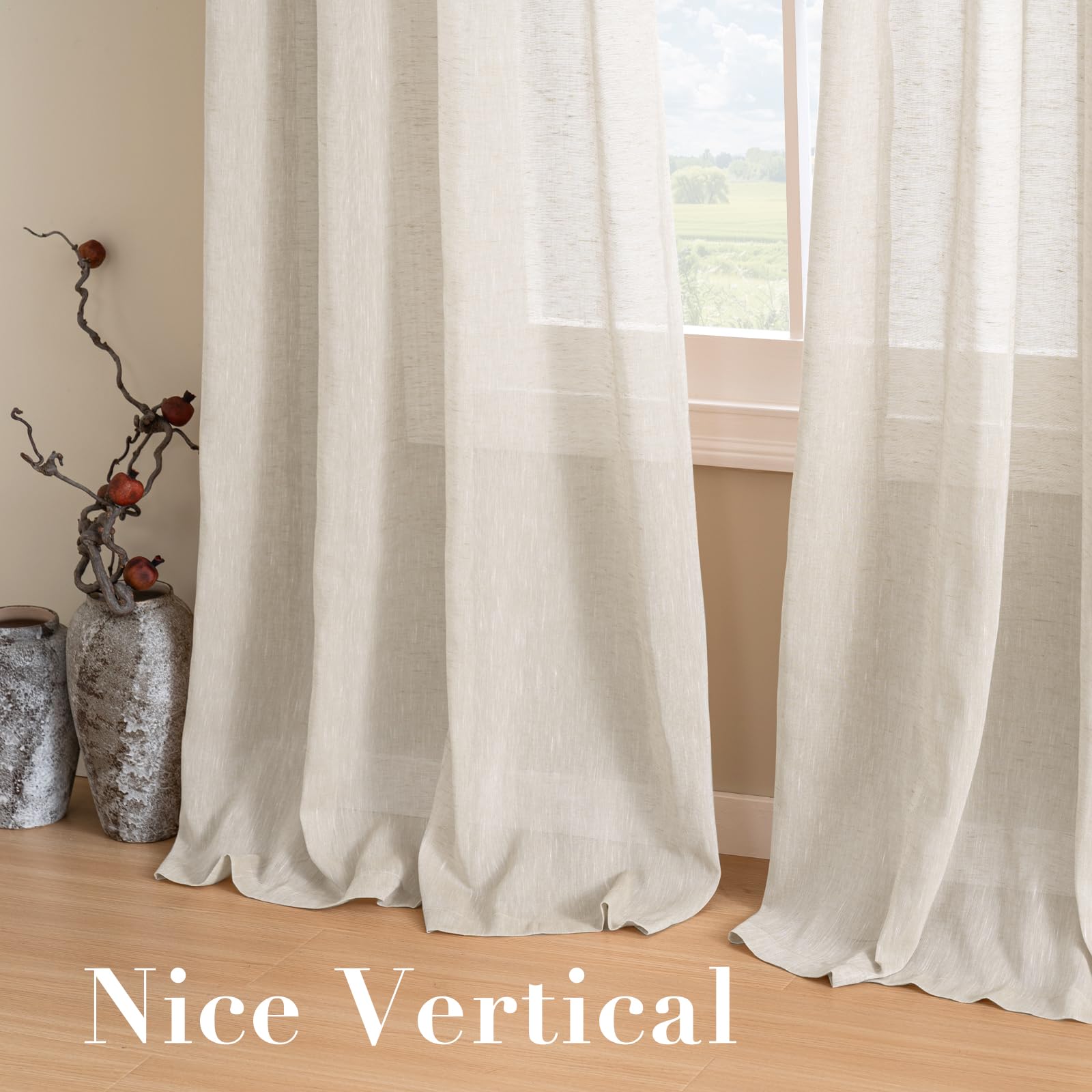 H.VERSAILTEX open weave flax linen panel adds organic texture to any room