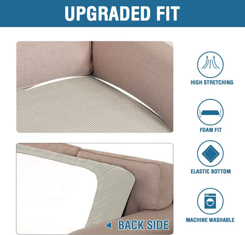 Textured small-check fabric adds depth and contemporary feel.